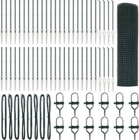 vidaXL Kerítésoszlop Zöld 100 x 0,4 m (12 x 12 mm háló) Acél és PVC