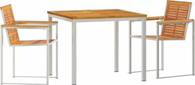 vidaXL Kert étkező szett 3 pcs Barna Tömör Akácfa
