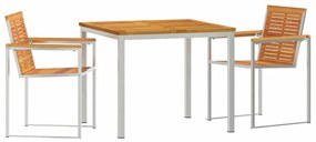vidaXL Kert étkező szett 3 pcs Barna Tömör Akácfa