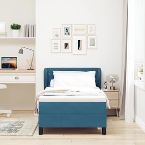 Boxspring Ágy Matraccal Sötét Kék 90x190 cm Bársony