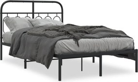 vidaXL fekete fém ágykeret fejtámlával 120 x 190 cm