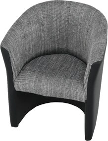 Klub fotel, fekete textilbőr/ szürke szövet, CUBA