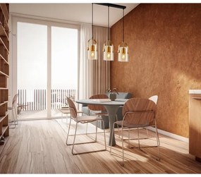 ITALUX PND-32453-3-GD+AMB - Csillár zsinóron NANESMA 3xE27/40W/230V arany