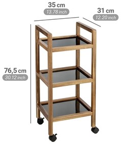 Fekete-natúr színű akácfa fürdőszobai polcos állvány 35x76,5 cm Fondi – Wenko