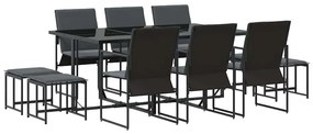 vidaXL Kert étkező szett 11 pcs Fekete Acél