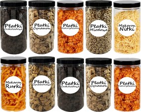 Ételtároló edények befőttes üvegek konyha 1,5L 10 db-os szett címkék