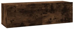 füstös tölgy színű szerelt fa fali TV-szekrény 100 x 30 x 30 cm