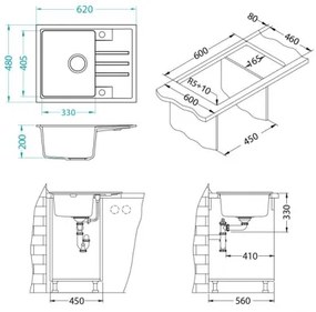 ALVEUS 1149080 - Mosogató INTERMEZZO 62x48 cm gránit/fekete