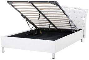 Franciaágy 140 cm MATH (ágyráccsal és tárolóhellyel) (fehér). 1007347