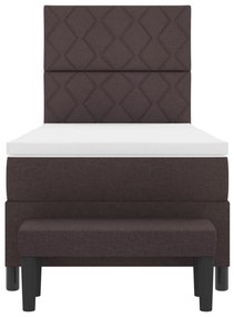 Box Spring Ágy Matrac és Pad Sötétbarna 100x200 cm Szövet
