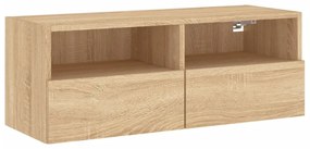 sonoma tölgy színű szerelt fa fali TV-szekrény 80 x 30 x 30 cm