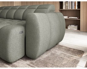 Szürkészöld buklé kinyitható-tárolóhelyes sarokkanapé (bal oldali-L alakú) Falconn – ELTAP