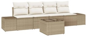vidaXL Kanapé Szett párnával párnával 5 pcs Beige és krém polirattan