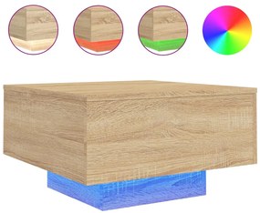 Sonoma tölgy színű dohányzóasztal LED-lámpákkal 55 x 55 x 31 cm