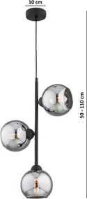 Brilagi - Csillár kábellel DIOR 3xE27/60W/230V fekete/füstszürke