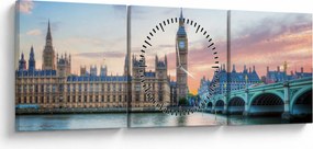 Kép - London pasztell színekben (órával) (90x30 cm)