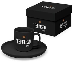 Porcelán eszpresszócsésze+alj 0,1L, 1 személyes dobozban, Espresso Lover black