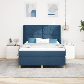 Boxspring Ágy Mattal - Kék - 140x200 cm - Szövet