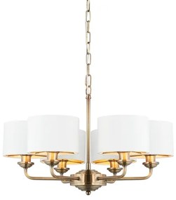 Endon 98936 - Csillár láncon HIGHCLERE 6xE14/28W/230V fehér/réz