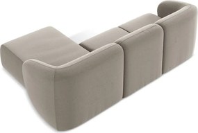 Világosbarna bársony sarokkanapé (jobb oldali-heverő résszel) Lani – Makamii