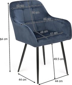 Sötét rózsaszín LOREN VELVET étkezőszék fekete lábakkal