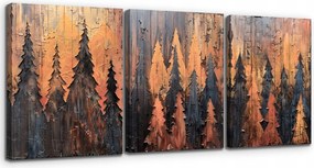 Vászonkép 3 db-os szett 40x58 cm Nappali dekoráció Absztrakt Arany erdő