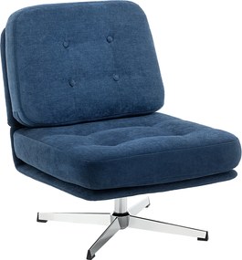 HOMCOM chenille forgatható pihenőfotel, extra széles kárpitozott fotel fém lábakkal, modern nappali- és hálószobabútor — sötétkék | Aosom