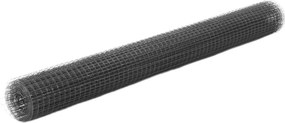 vidaXL szürke PVC-bevonatú acél csirkeháló drótkerítés 25 x 1,5 m