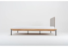 Szürke-natúr színű tölgyfa franciaágy ágyráccsal 180x200 cm Fina – Gazzda