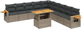vidaXL 11 részes szürke polyrattan kerti ülőgarnitúra párnákkal