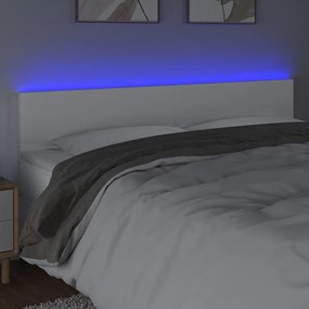 fehér műbőr LED-es fejtámla 160 x 5 x 78/88 cm