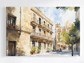 Canvas Vászonkép Mediterrán Utca Akvarell Tájkép 120x80