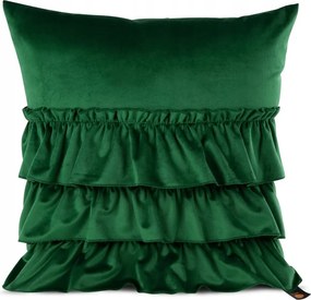 Sötétzöld párnahuzat Glamour fodros velúr 45X45