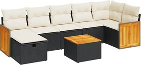 vidaXL 8 részes fekete polyrattan kerti ülőgarnitúra párnákkal