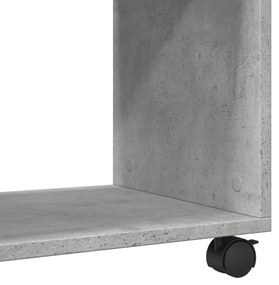 betonszürke szerelt fa kisasztal kerekekkel 70 x 35 x 60 cm