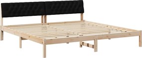 vidaXL Ágykeret fejtámlával Barna és fekete 200 x 200 cm Tömör fenyőfa