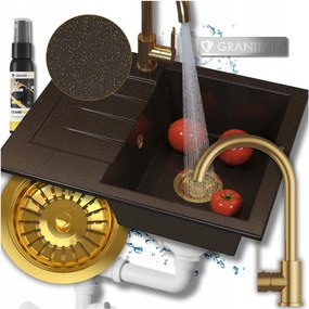 Milano egymedencés gránit mosogató szett 4in1 csaptelep szifon impregnáló