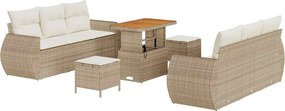 vidaXL Kerti Kanapé Szett párnával 9 pcs Beige és krém polirattan
