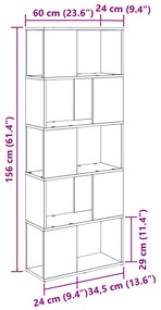 Könyvespolc Kézműves tölgy Forgácslap 60 x 24 x 155 cm