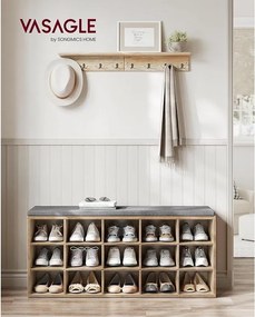 Cipőtartó pad, cipőpolc ülőfelülettel, 30×105×48 cm, türkizbarna–szürke