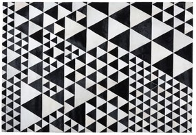 Fekete és fehér bőrszőnyeg 140 x 200 cm ODEMIS Beliani