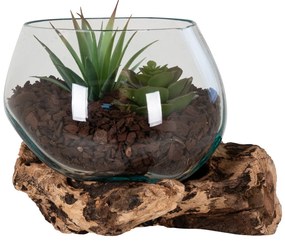 San Marino vízcsepp asztali dekoráció, teak fa/üveg, 15 cm