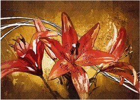 Kép a liliomvirágokról (üvegen) (70x50 cm)