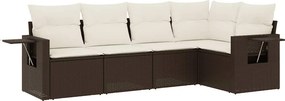 vidaXL 5 részes barna polyrattan kerti ülőgarnitúra párnával
