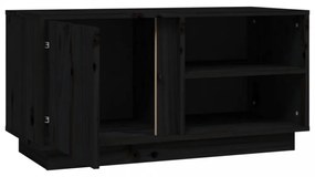 fekete tömör fenyőfa TV-szekrény 80 x 35 x 40,5 cm