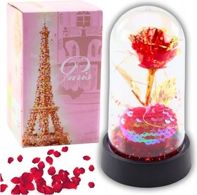 Örök Kristály Rózsa Búra Led világítással Szívecskével 14x8cm