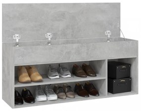 betonszürke szerelt fa cipőtároló pad 105 x 30 x 45 cm