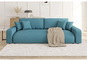 Türkiz kordbársony kinyitható tárolóhelyes kanapé 234 cm Sara – Ropez