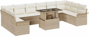 vidaXL Kerti Kanapé Szett párnával 11 pcs Bézs Poli rattan