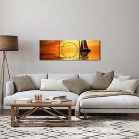 Kép - Vitorlás naplementében (órával) (90x30 cm)